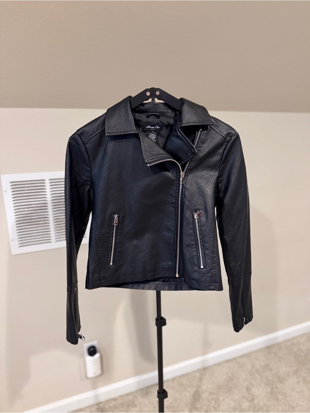 Women's Black Faux Leather Moto Jacket